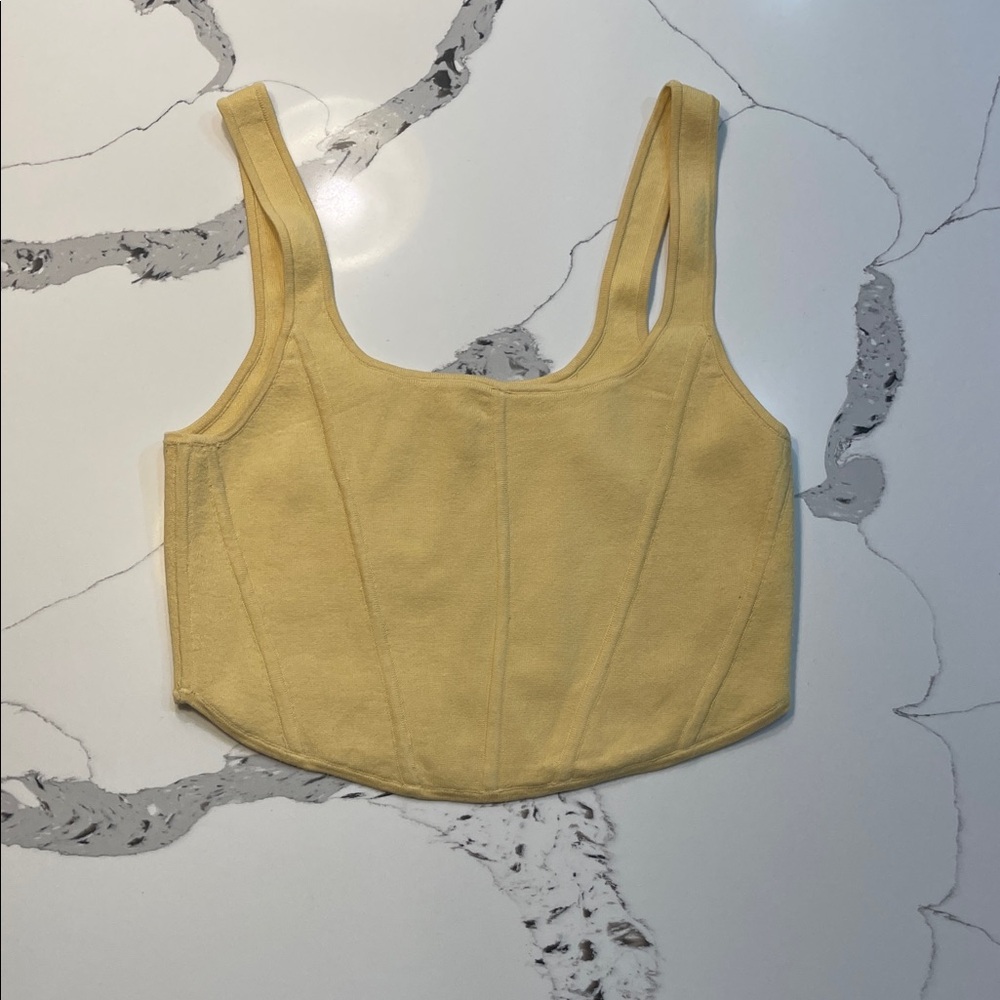 Aritzia Wilfred Natalie Knit Bustier Tank Top in Wheat Yellow 2XL